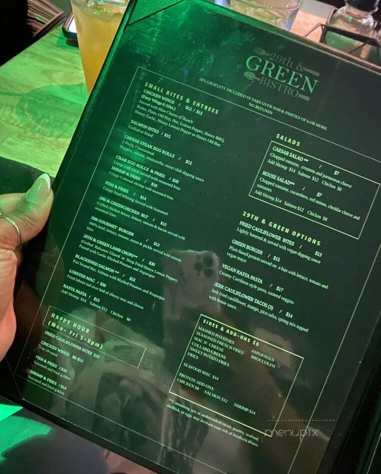 29th & Green Bistro - Hampton, VA menu_pic