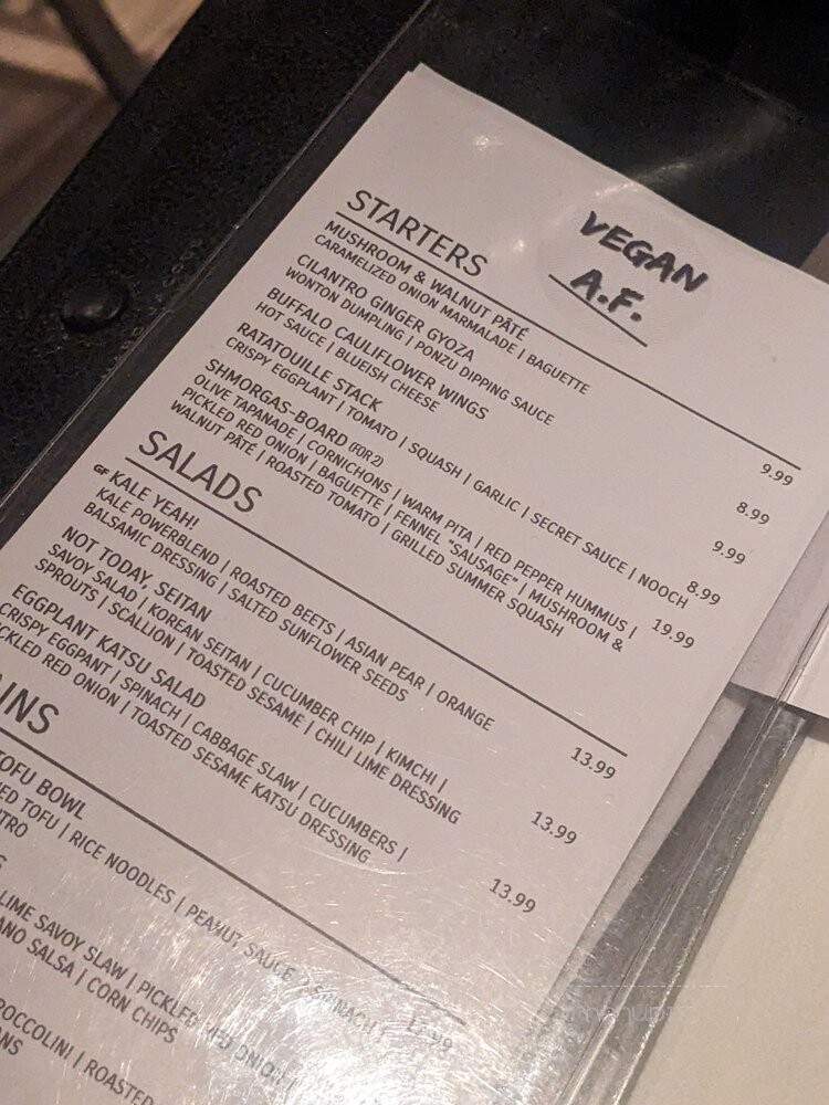 Vegan AF - Brattleboro, VT menu_pic