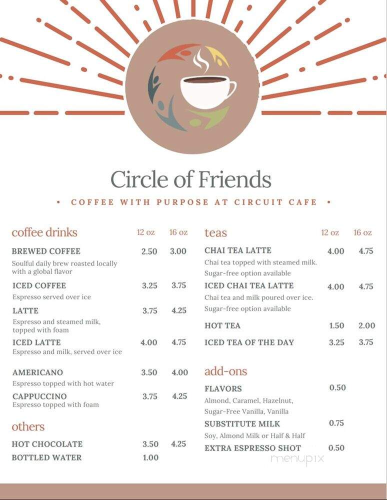 Circle Of Friends Coffee Shop - Woodstock, GA menu_pic
