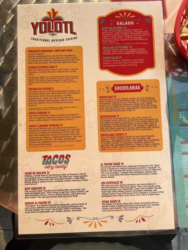 Yolotl Mexican Cuisine - Boring, OR menu_pic