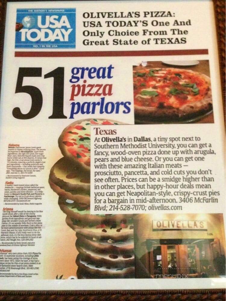 Olivella's Pizza & Wine - Dallas, TX menu_pic