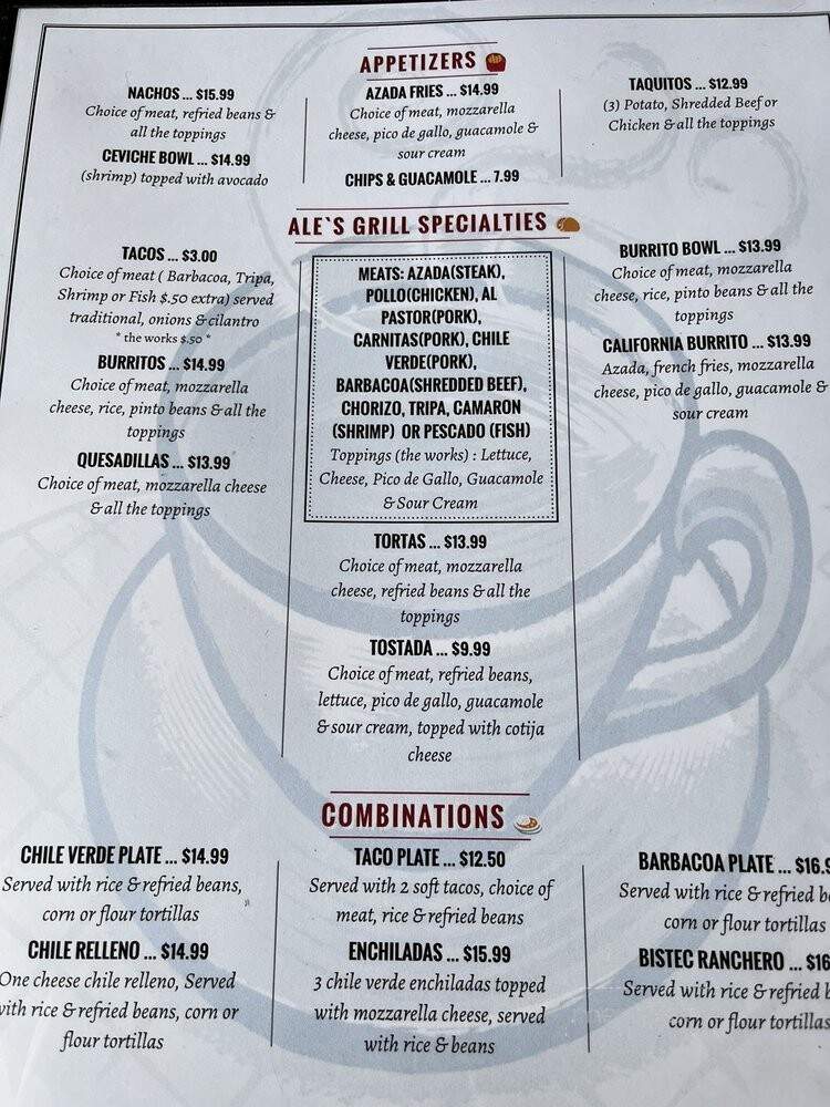 Ale's Mexican Grill & Cafe - Atascadero, CA menu_pic