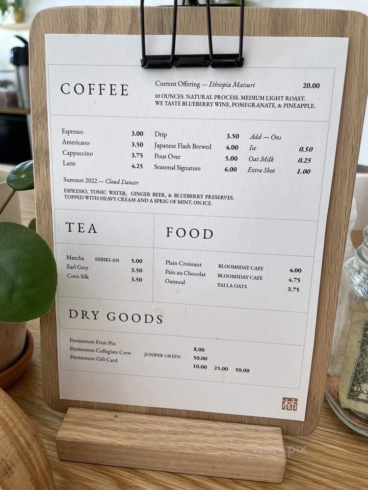 Persimmon Coffee - Philadelphia, PA menu_pic