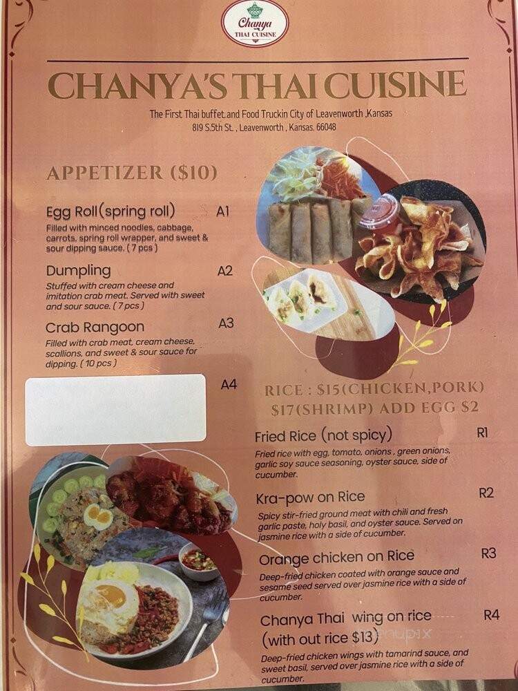 Chanya's Thai Cuisine - Leavenworth, KS menu_pic