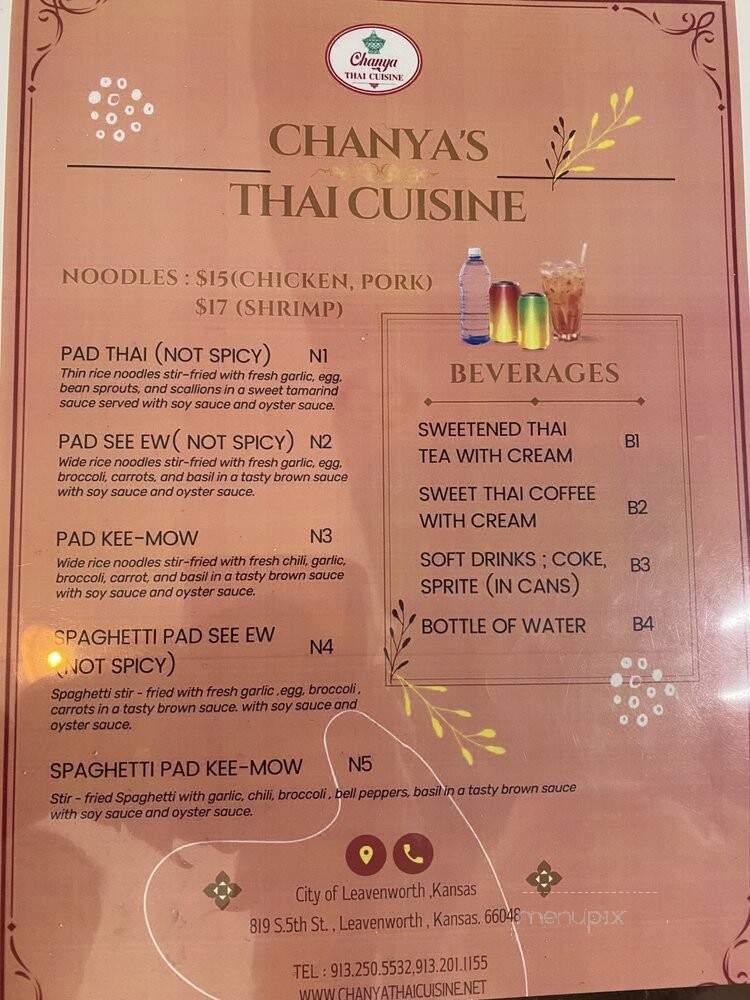 Chanya's Thai Cuisine - Leavenworth, KS menu_pic