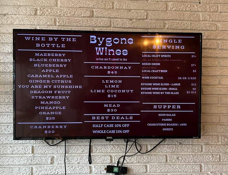 Bygone Wines - Plum, PA menu_pic