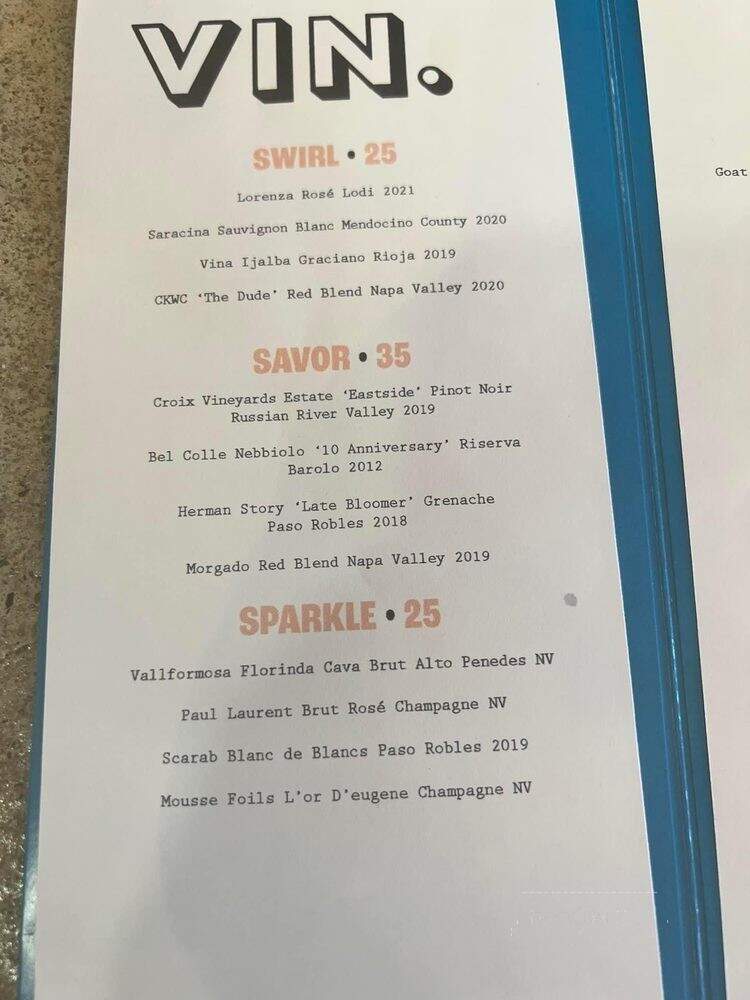 Vin Bar - Carmel, CA menu_pic