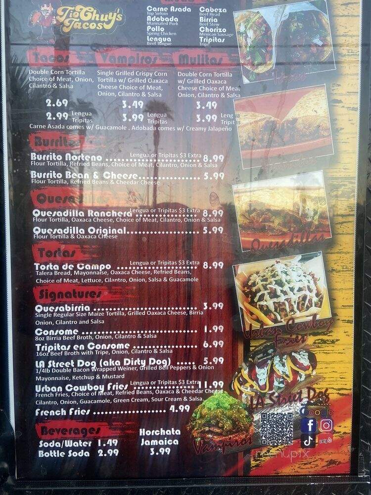Tio Chuy's Tacos - Las Vegas, NV menu_pic