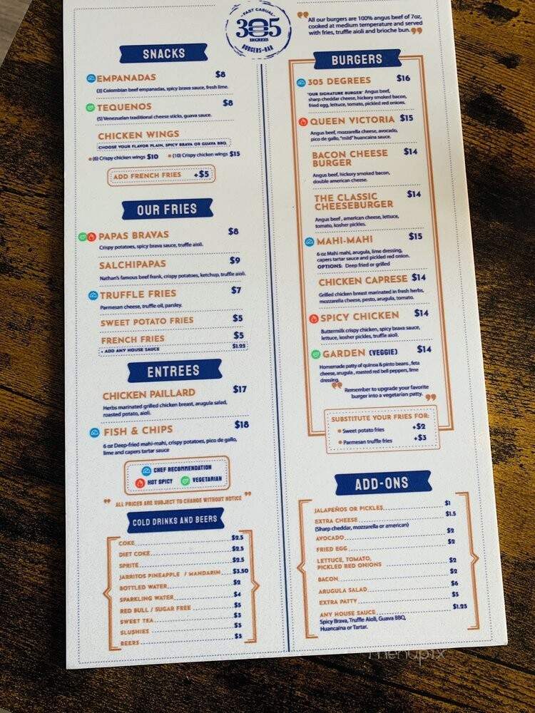 305 Degrees Burgers Bar - Hollywood, FL menu_pic