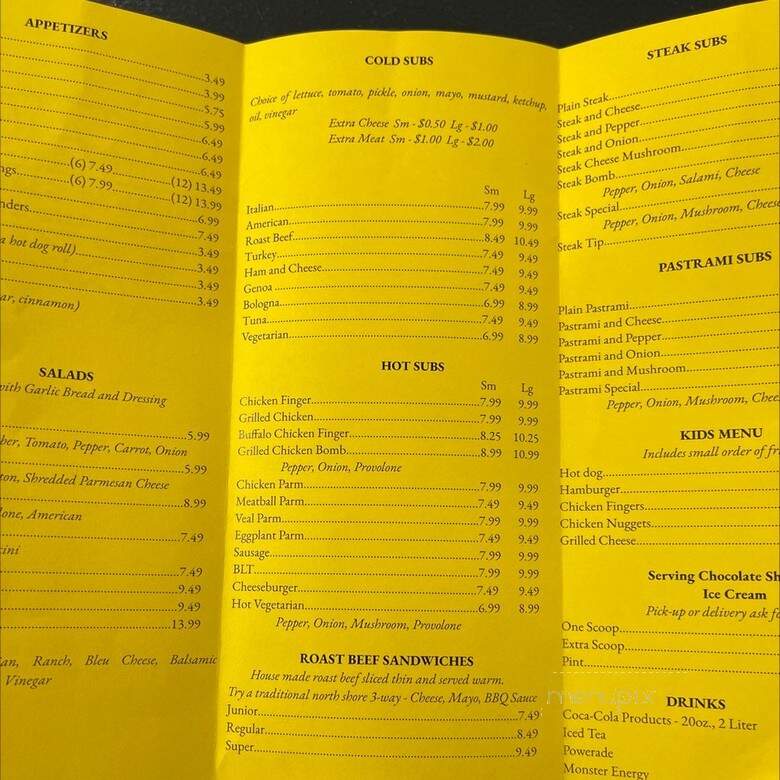 North Shore Pizza and Subs - Monona, WI menu_pic