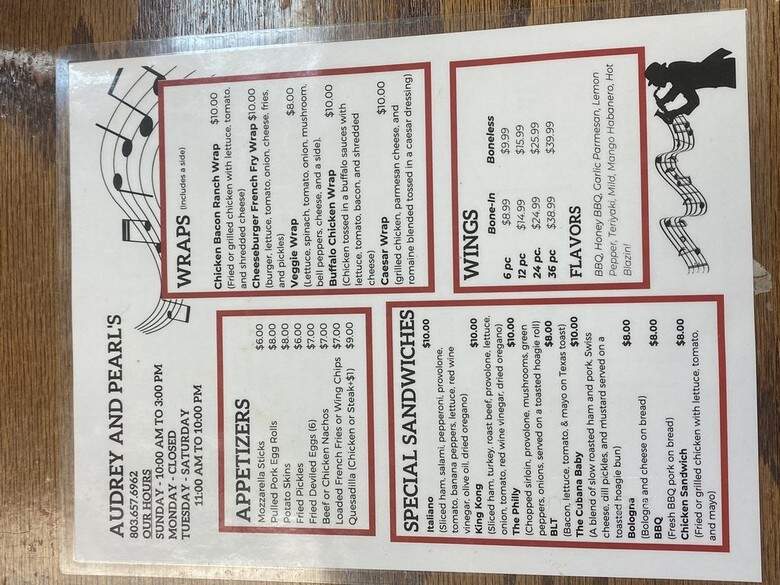 Audrey & Pearl's - Leesville, SC menu_pic