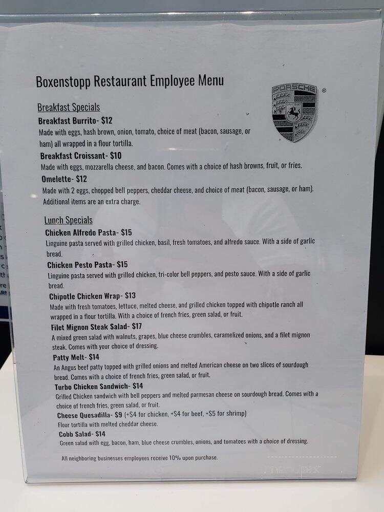 Boxenstopp Restaurant - Santa Clarita, CA menu_pic
