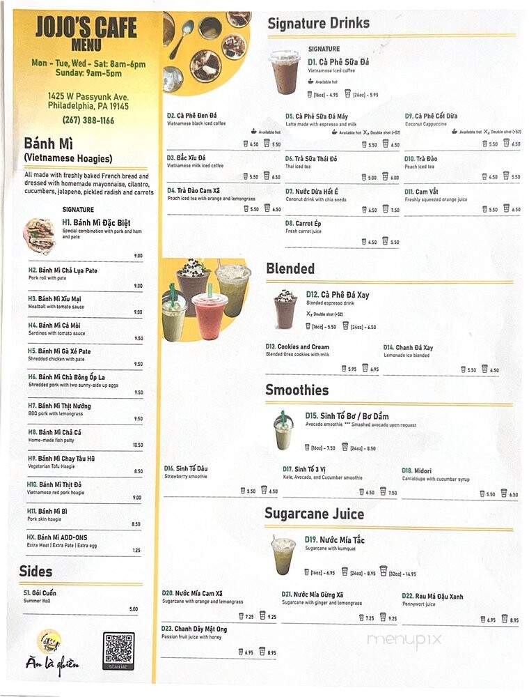 Jojo's Cafe - Philadelphia, PA menu_pic