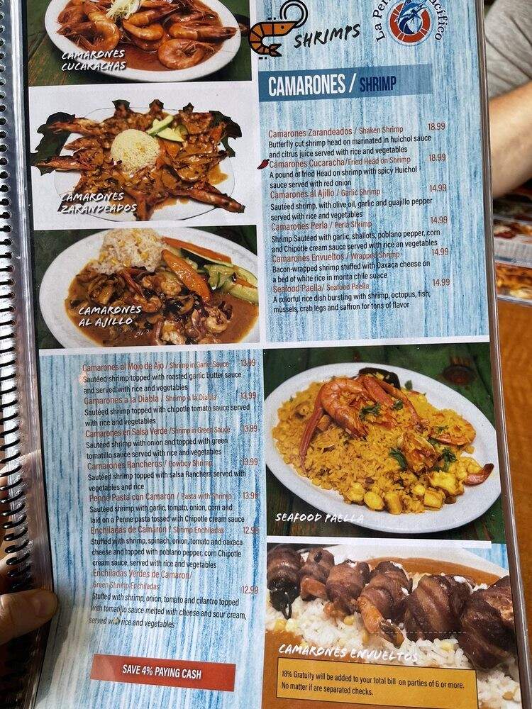 La Perla del Pacifico Sports Bar - San Antonio, TX menu_pic