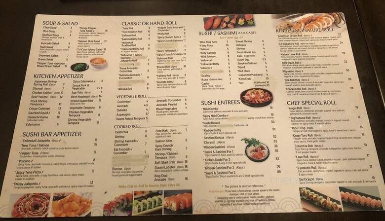 Kinben Sushi - Plainview, NY menu_pic