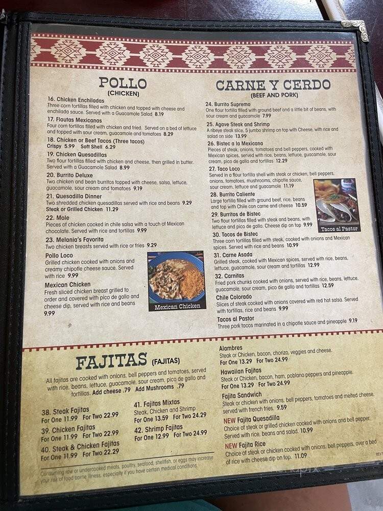 Agave Mexican Grill - Sneads, FL menu_pic