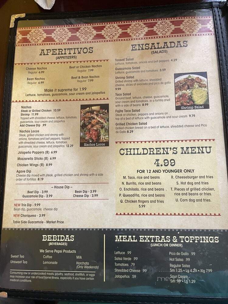 Agave Mexican Grill - Sneads, FL menu_pic