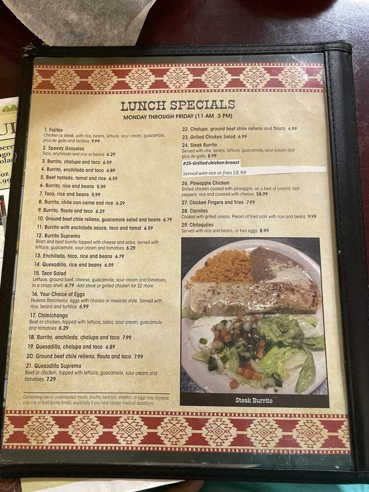 Agave Mexican Grill - Sneads, FL menu_pic