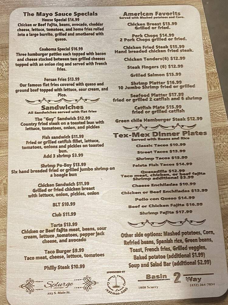 The Mayo Sauce - Big Spring, TX menu_pic