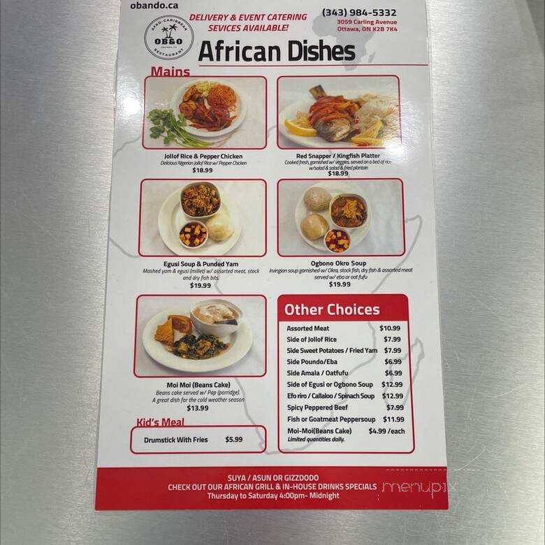 OB&O Afro-Caribbean Restaurant - Ottawa, ON menu_pic