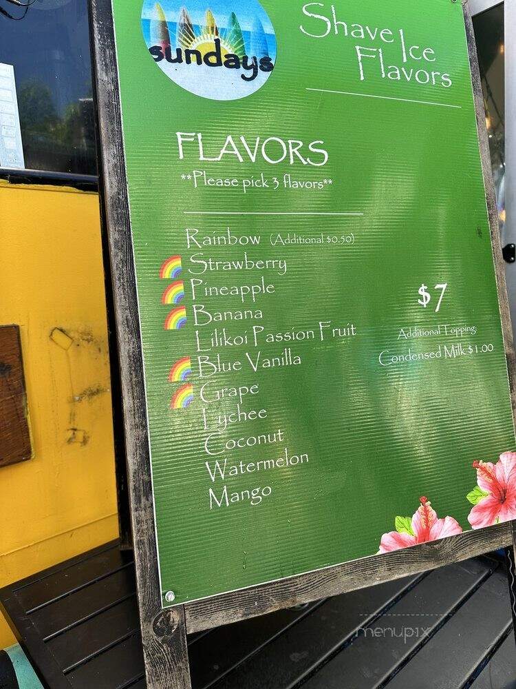 Sundays - Honolulu, HI menu_pic