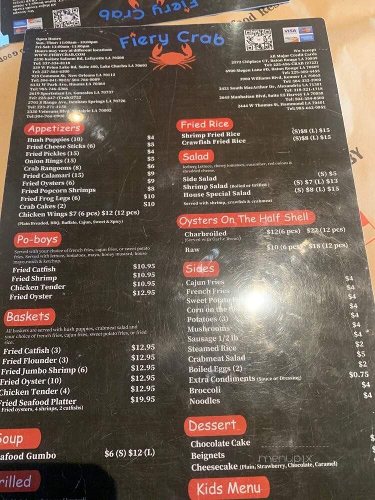 Fiery Crab Juice Seafood Restaurant and Bar - Metairie, LA menu_pic