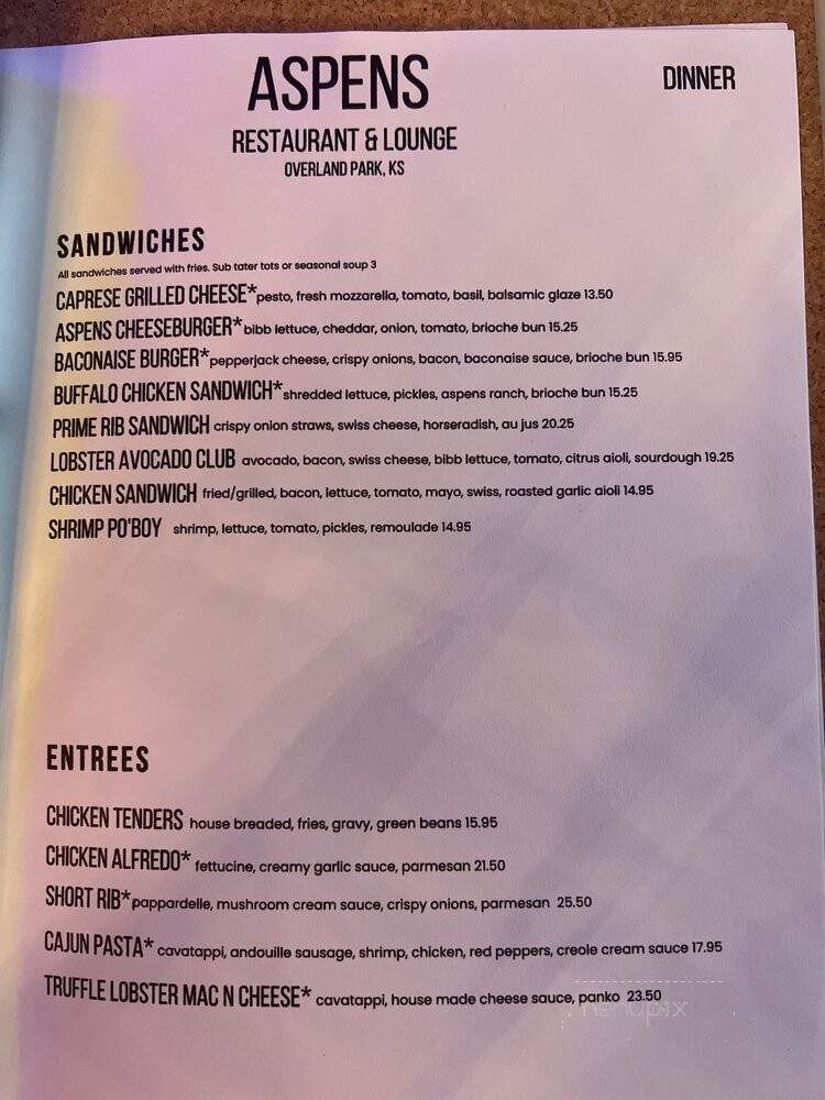 Aspens Restaurant and Lounge - Overland Park, KS menu_pic