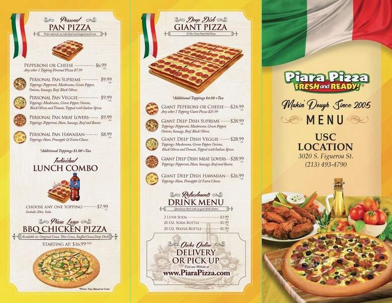 Piara Pizza - Los Angeles, CA menu_pic