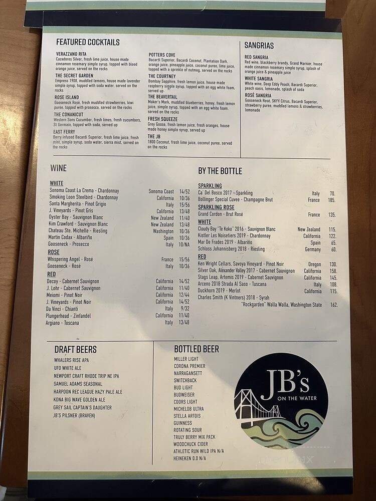 JB's on the Water - Jamestown, RI menu_pic