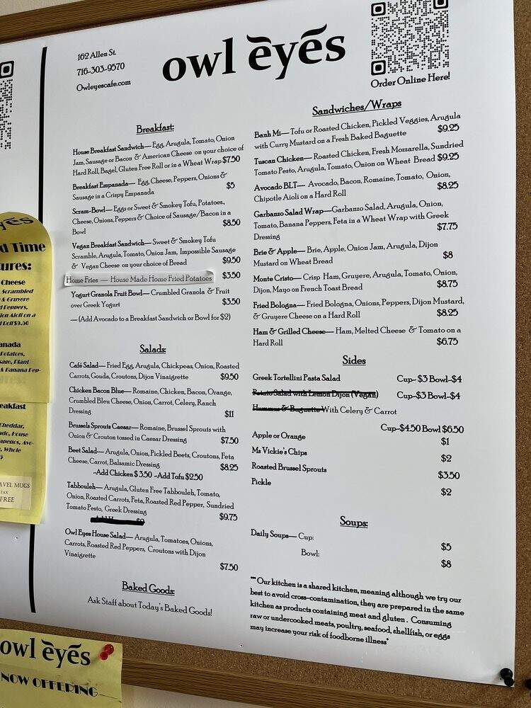 Owl Eyes Cafe - Buffalo, NY menu_pic