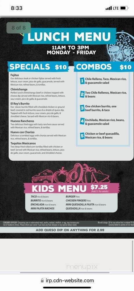 El Rey Cocina Y Cantina - Columbia, MO menu_pic