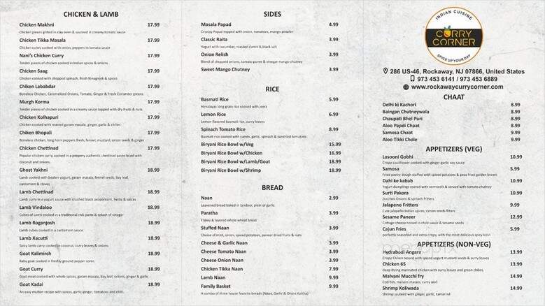 Curry Corner - Rockaway, NJ menu_pic