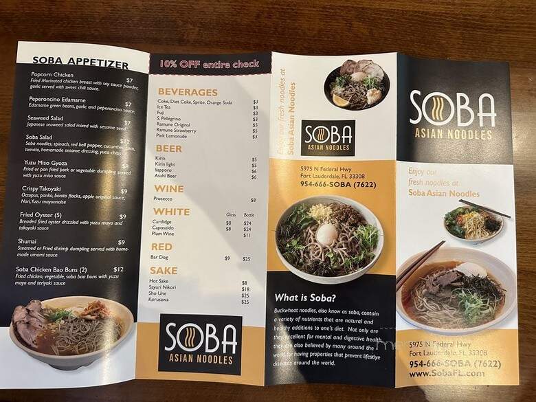Soba Asian Noodles - Fort Lauderdale, FL menu_pic