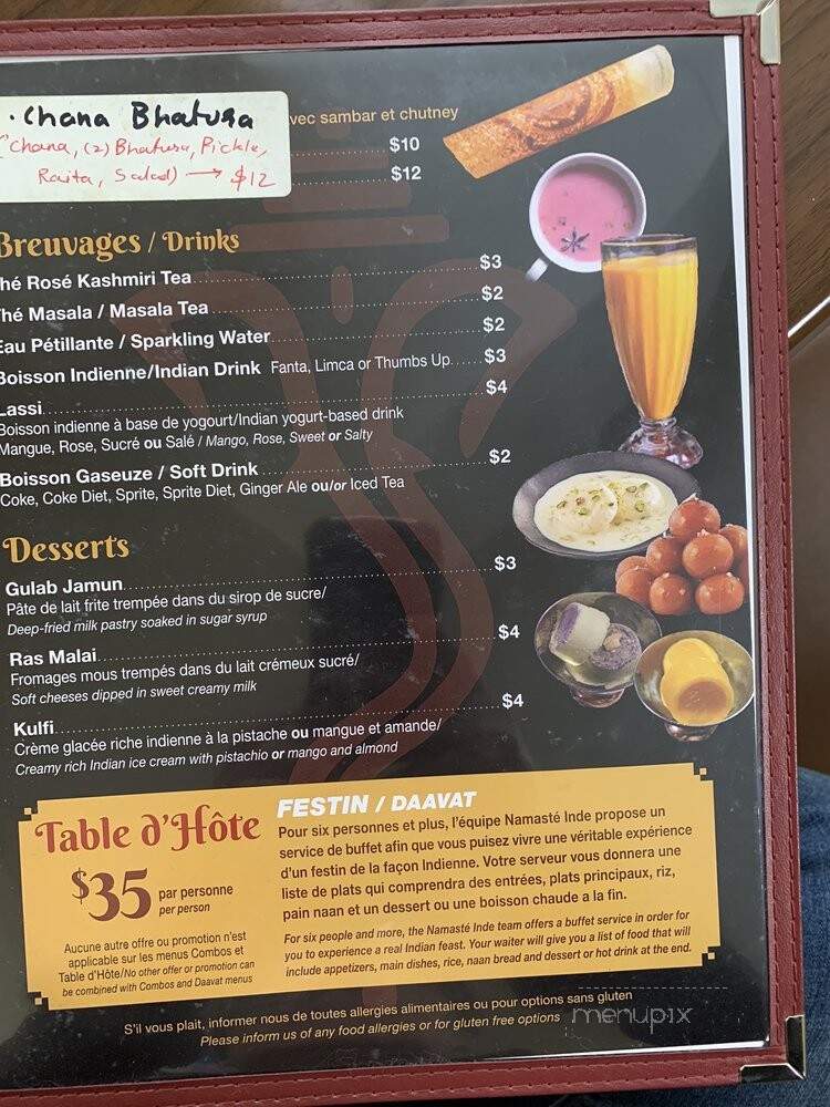 Namaste Inde - Verdun, QC menu_pic