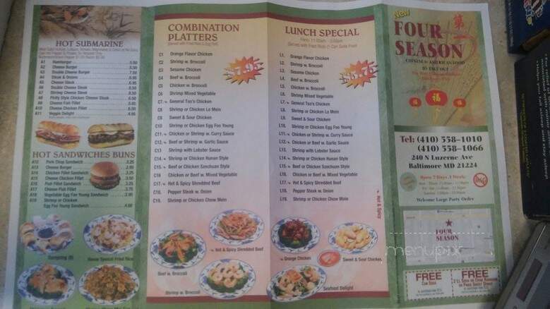 Four Season - Baltimore, MD menu_pic