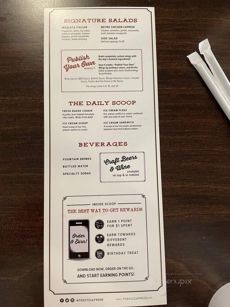 The Pizza Press - Irving, TX menu_pic
