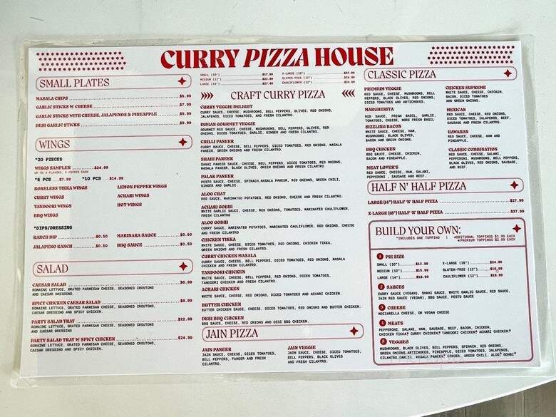 Curry Pizza House - Frisco, TX menu_pic