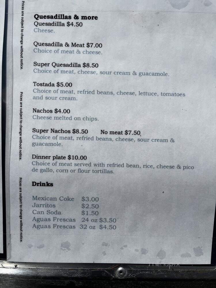 Taco's Mex - Eugene, OR menu_pic