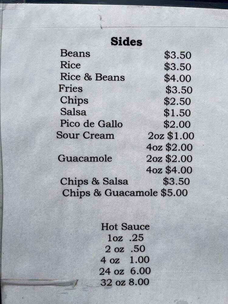 Taco's Mex - Eugene, OR menu_pic