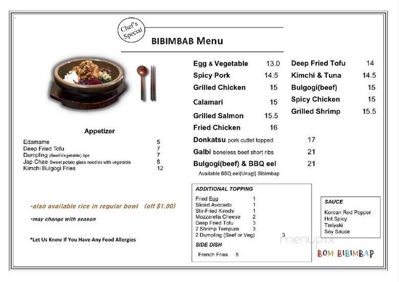 BOM Bibimbap - Toronto, ON menu_pic