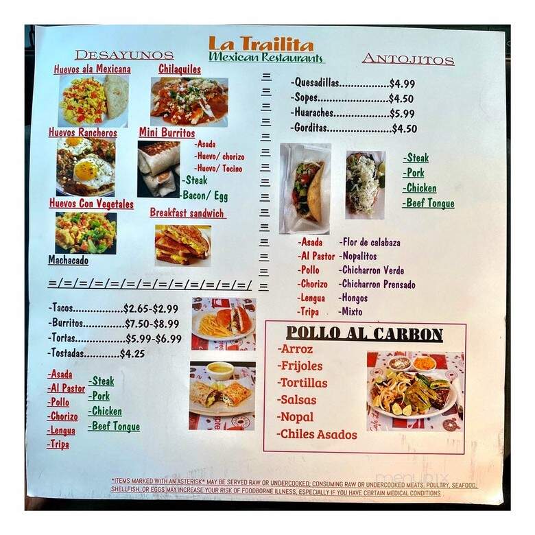 La Trailita - Chicago, IL menu_pic