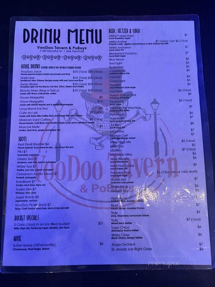 Voodoo Tavern & Poboys - New Orleans, LA menu_pic