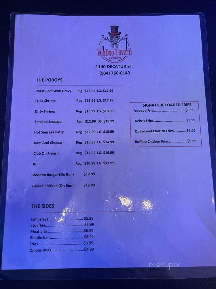 Voodoo Tavern & Poboys - New Orleans, LA menu_pic