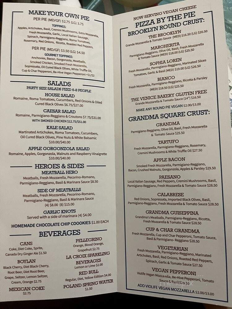 Williamsburg Pizza - Brooklyn, NY menu_pic
