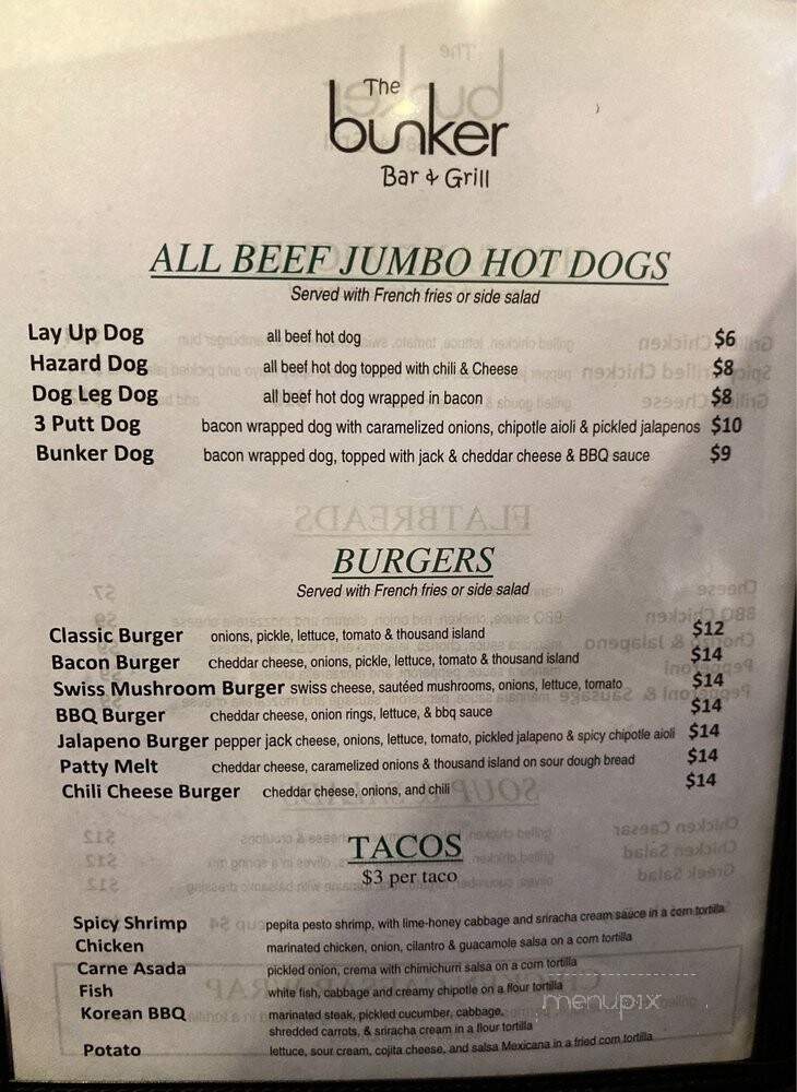 The Bunker Bar & Grill - Walnut, CA menu_pic