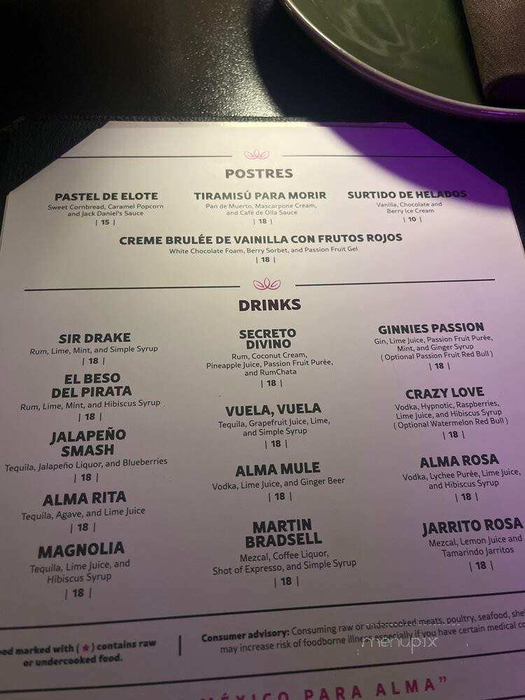 Alma Rosa - Miami, FL menu_pic