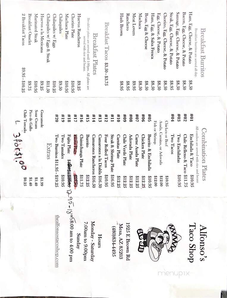 Alfonso's Mexican Food - Mesa, AZ menu_pic