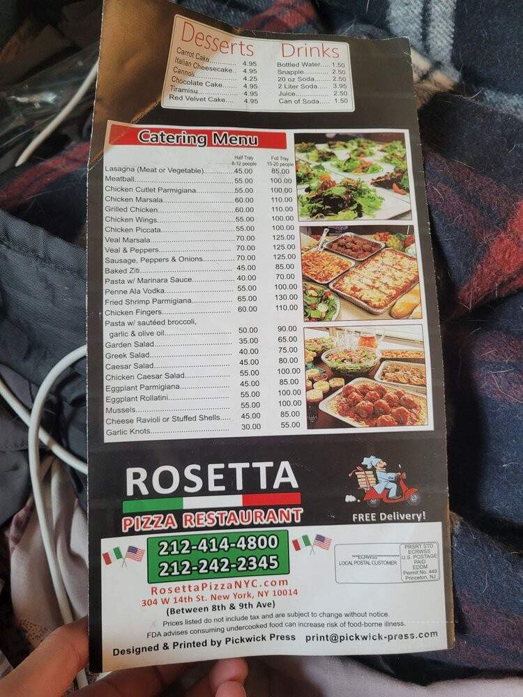 Rosetta Pizza - New York, NY menu_pic