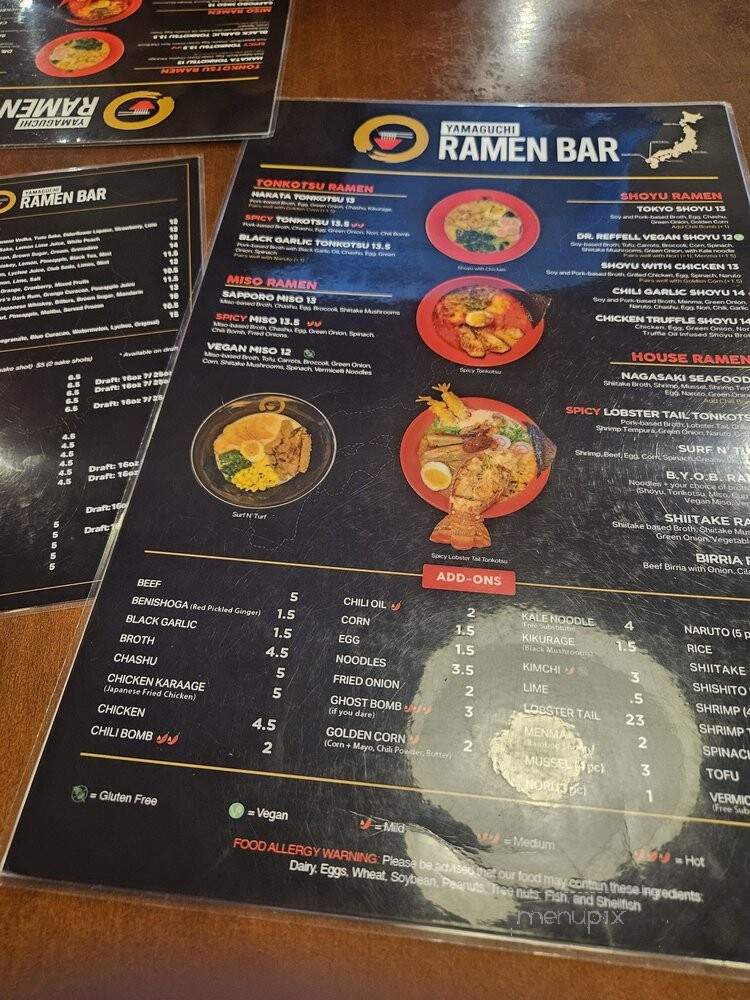 Yamaguchi Ramen Bar - El Paso, TX menu_pic