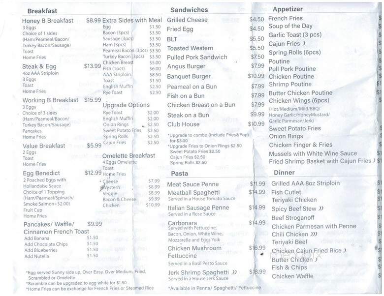 HoneyB Hives Restaurant - Toronto, ON menu_pic